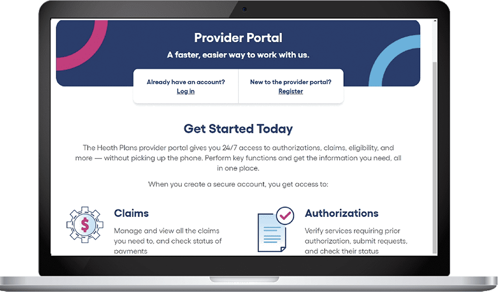 mockup of computer with provider portal on screen