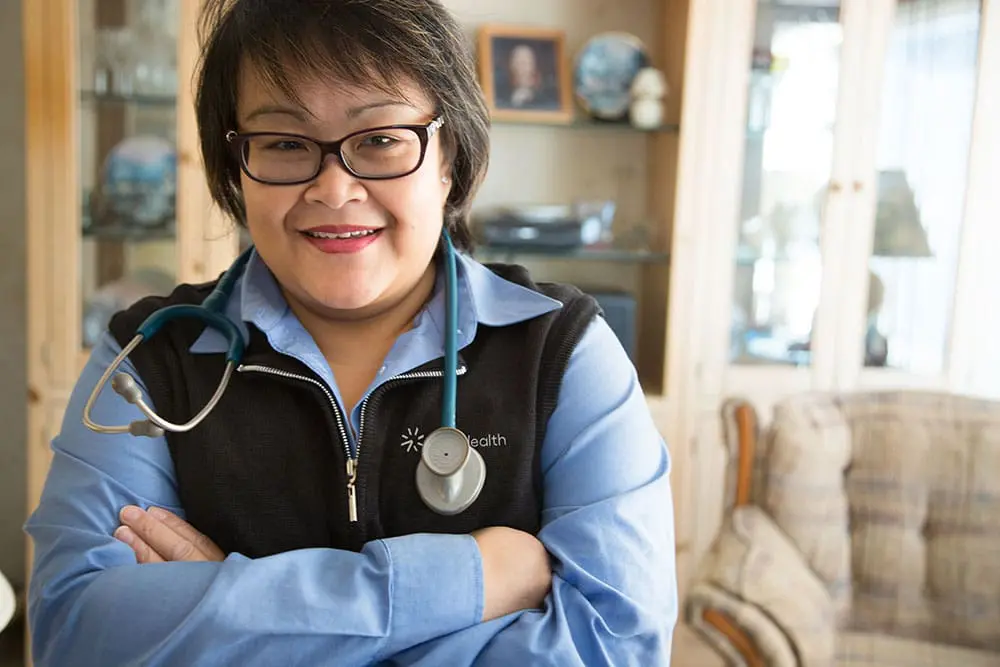 A VNS Health behavioral health nurse on a home visit.