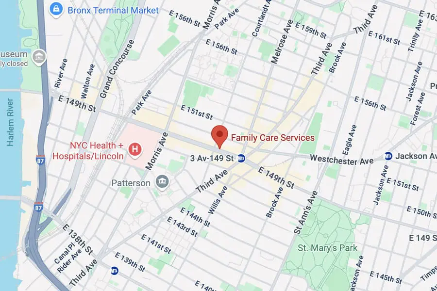 Children & Family Support center location on map.