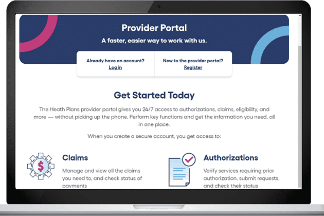 mockup of computer with provider portal on screen