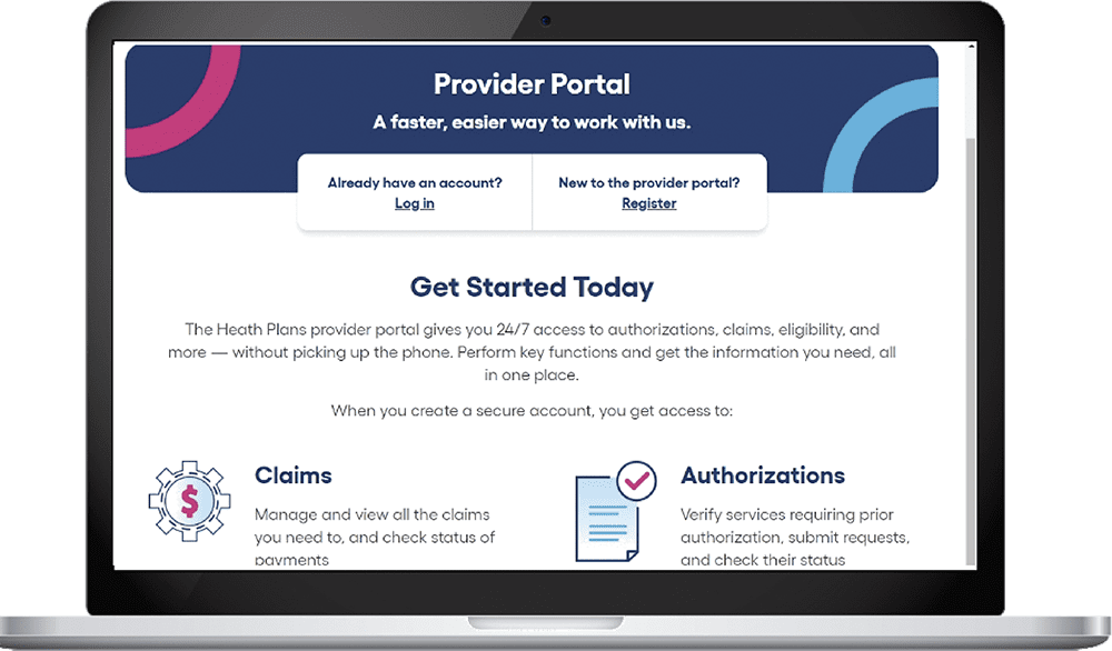 mockup of computer with provider portal on screen