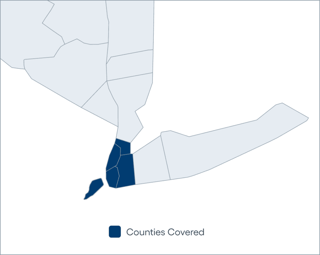 Map of communities served by VNS Health in New York